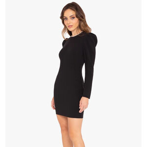 Black Halo Hadley Black Long Sleeve Sheath Dress Size 4 Made In USA